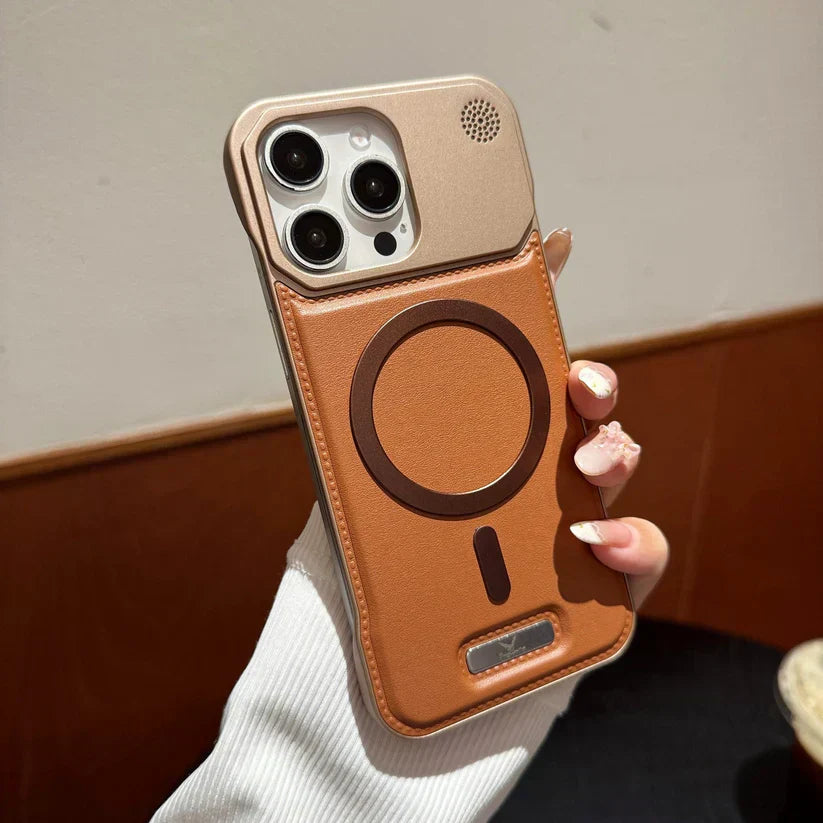 Premium Metallic AeroFLex Leather Case With Aroma Perfume Cover Compatible For iPhone Series